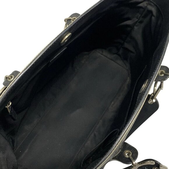 Auth DIOR/ChristianDior Flower,Trotter - Black Jacquard Leather Tote Bag - Picture 15 of 16